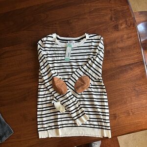 NWTStriped Sweater with Elbow Patches